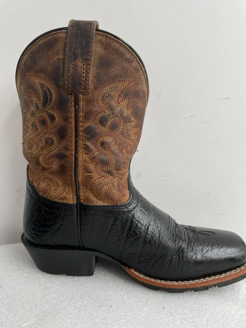 Dan Post Little River Brown Cowboy Boots Western Square Toe Kids Boys Size 1.5